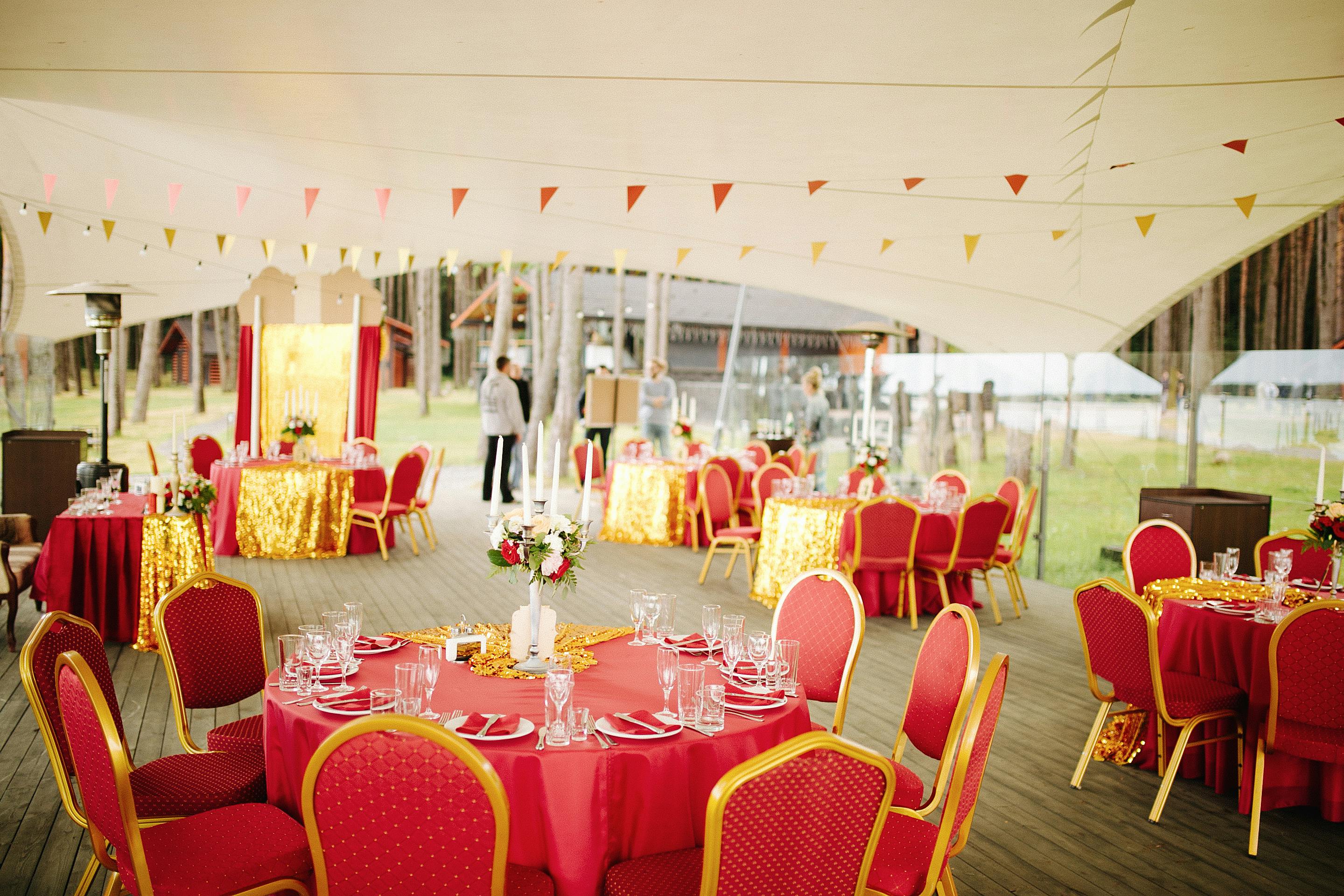 Tent setup for an outdoor celebration